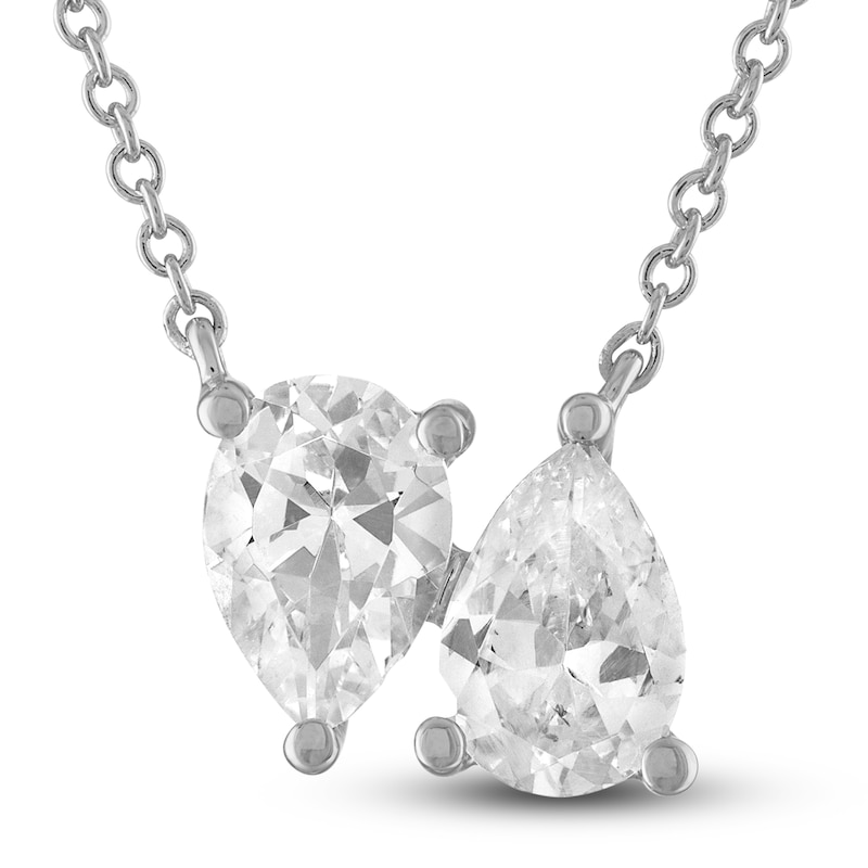 Diamond Double Pear Necklace 1/2 ct tw White Gold Plated 18"
