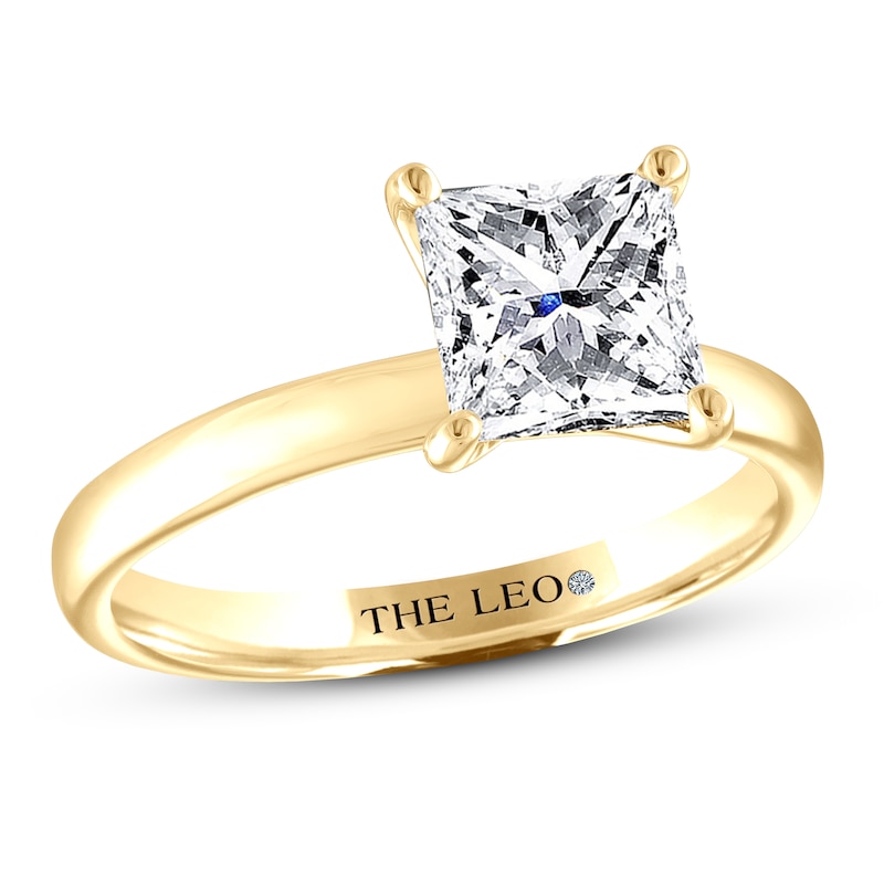 THE LEO Artisan Diamond Solitaire Engagement Ring 2 ct tw Princess-cut Yellow Gold Plated