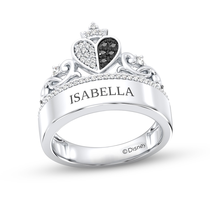 Treasures Wonderland Black & White Diamond Heart Ring 1/4 ct tw White Gold Plated