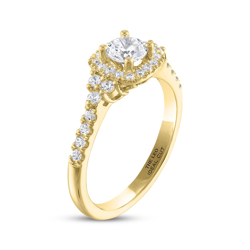 THE LEO Ideal Cut Round-Cut Diamond Engagement Ring 3/4 ct tw Yellow Gold Plated