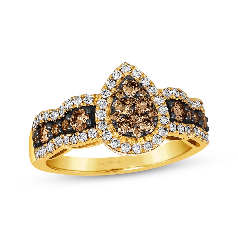Le Vian Chocolate Waterfall Diamond Ring 1 ct tw Honey Gold Plated