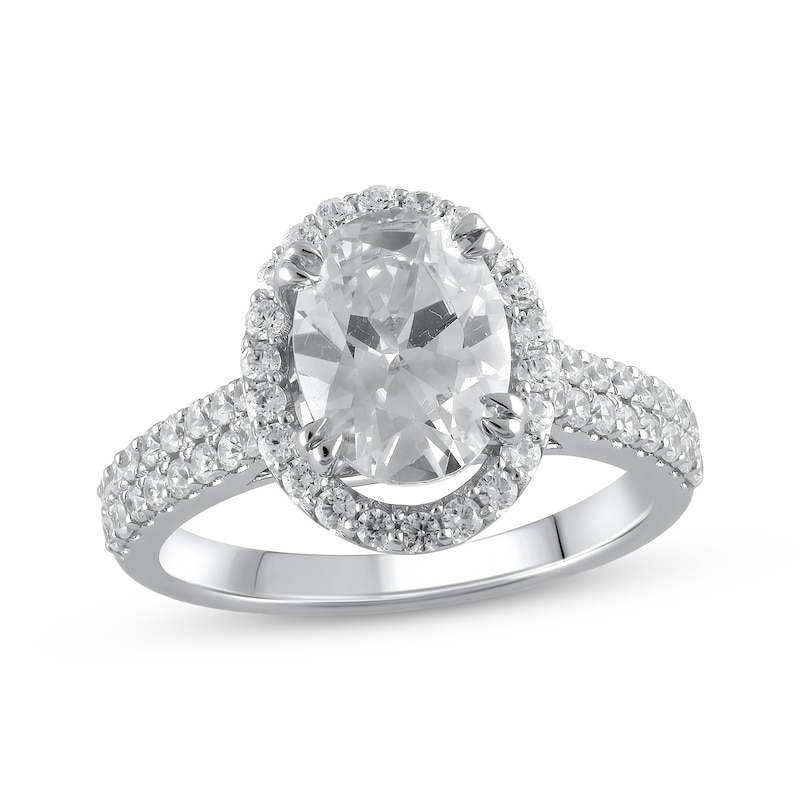 Lab-Created Diamonds by Oval-Cut Engagement Ring 2-1/2 ct tw White Gold Plated