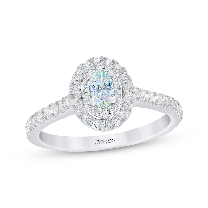 THE LEO First Light Diamond Oval & Round-Cut Engagement Ring 5/8 ct tw White Gold Plated