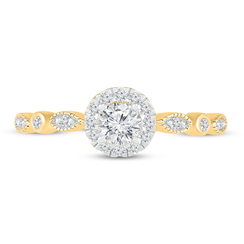 Round-cut Diamond Engagement Ring 3/8 ct tw Yellow Gold Plated
