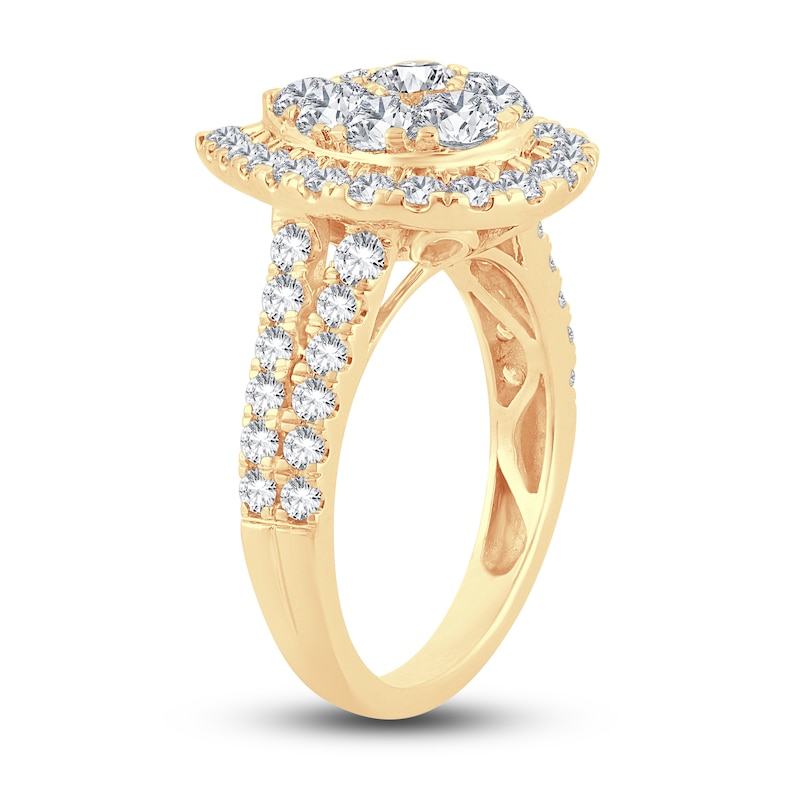 Multi-Diamond Engagement Ring 2 ct tw Round-cut Yellow Gold Plated