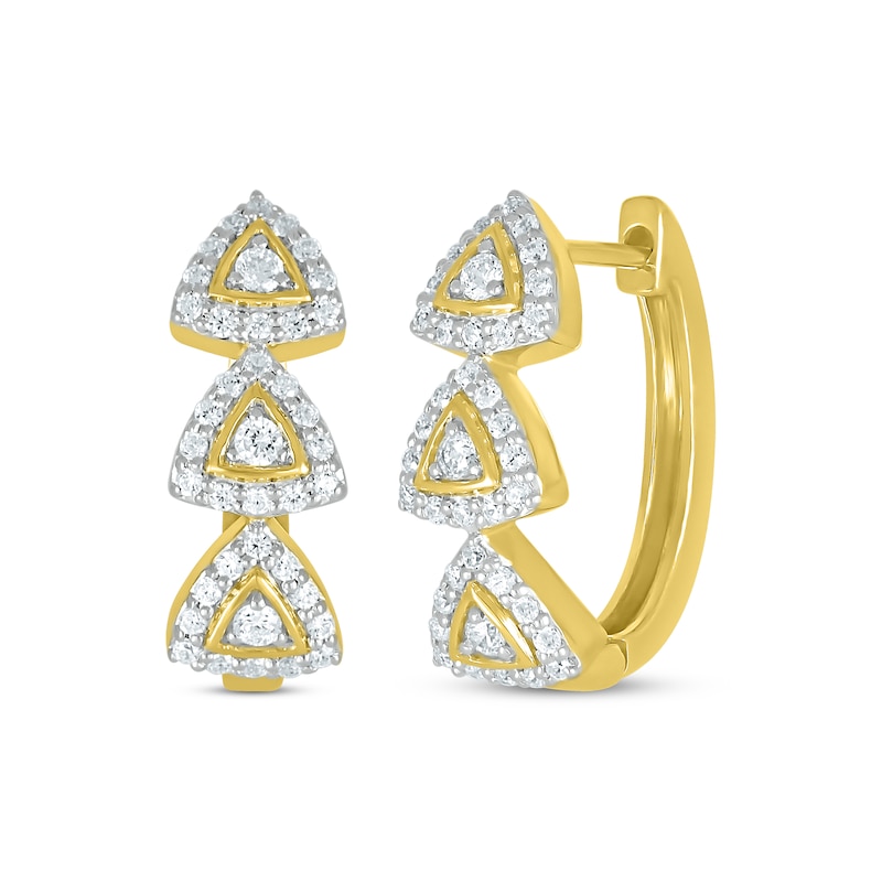 Diamond Hoop Earrings 1/2 ct tw Round-cut Yellow Gold Plated
