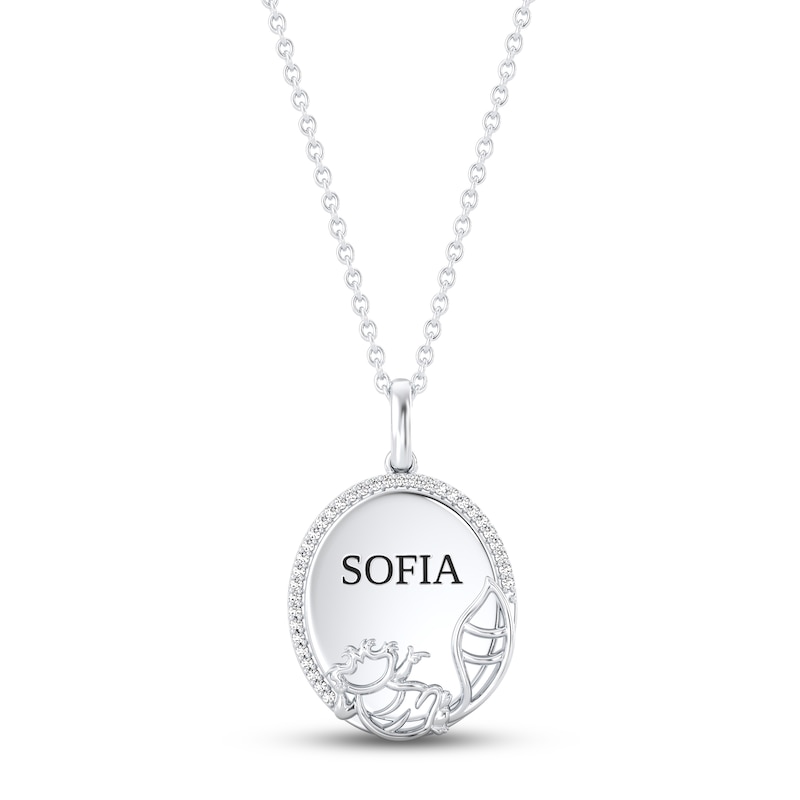 Treasures "Cheshire Cat" Diamond Necklace 1/15 ct tw White Gold Plated 17"