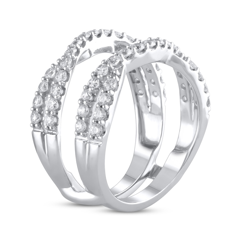 Diamond Woven Insert Ring 1 ct tw Round-cut White Gold Plated