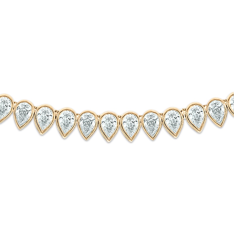 Pear-Shaped Diamond Bezel Choker Necklace 7-1/4 ct tw Yellow Gold Plated 16"