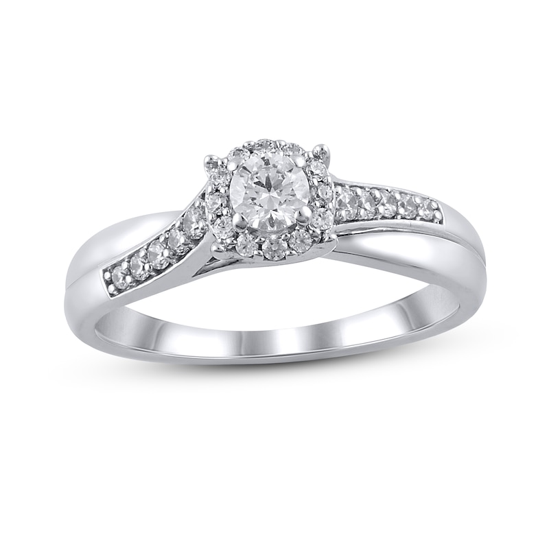 Diamond Engagment Ring 1/3 ct tw White Gold Plated