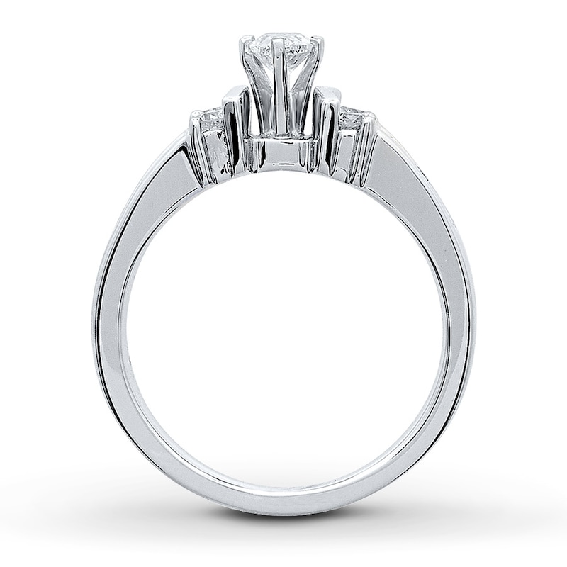 Engagement Ring 3/4 ct tw Marquise & Round-cut Diamonds White Gold Plated