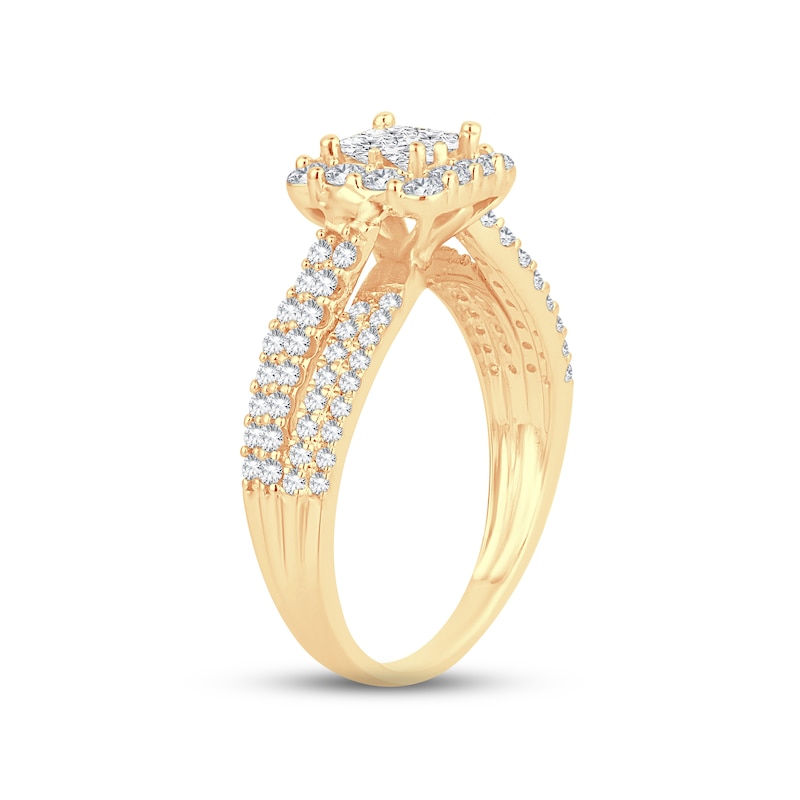 Diamond Engagement Ring 1 ct tw Princess & Round-Cut Yellow Gold Plated