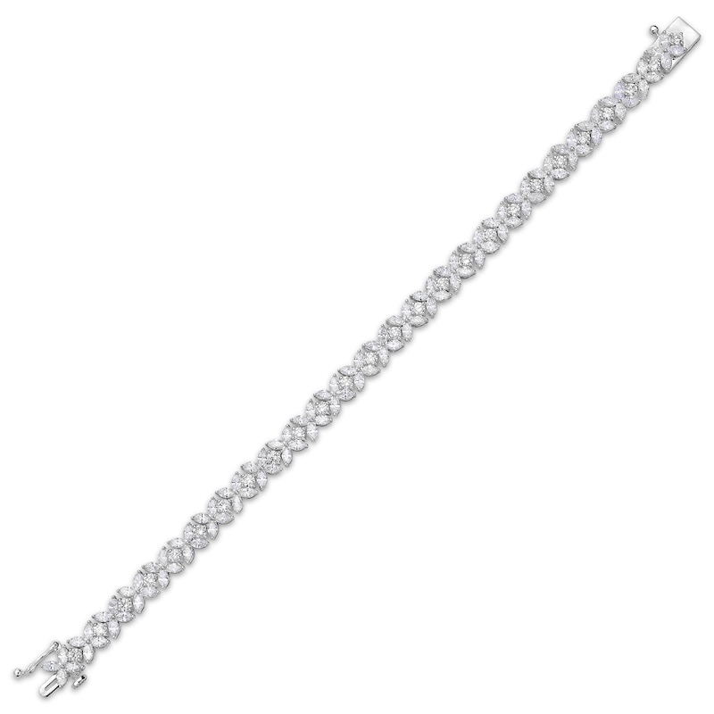 Marquise & Round-Cut Diamond Flower Tennis Bracelet 7 ct tw White Gold Plated 7"