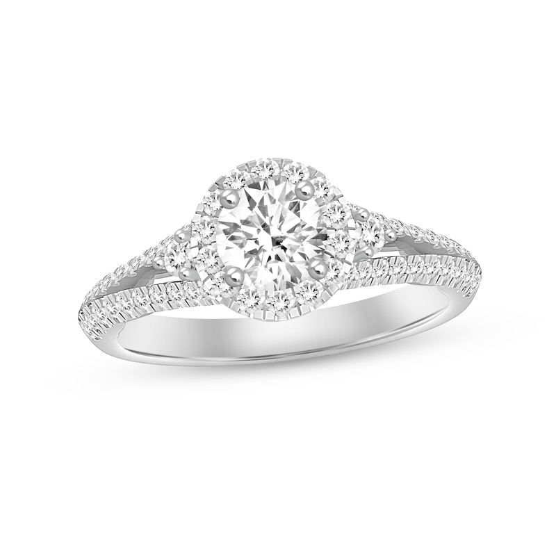 Diamond Engagement Ring 1-1/5 ct tw Round-cut White Gold Plated