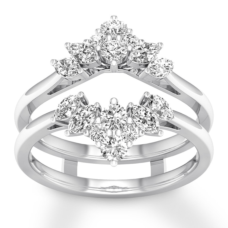 Diamond Enhancer Ring 3/4 ct tw Round/Marquise White Gold Plated
