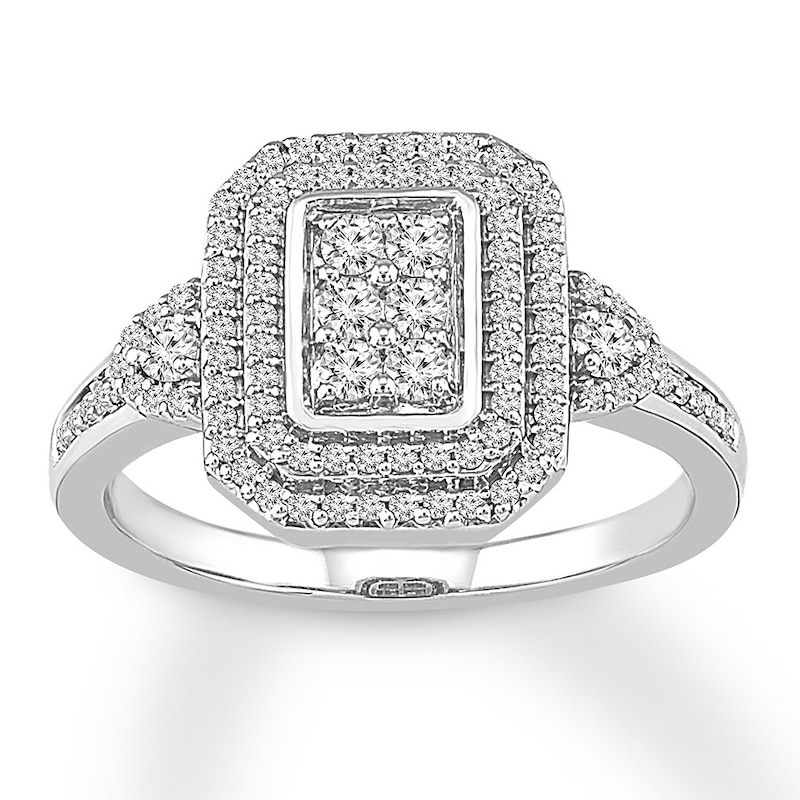 Diamond Ring 1/2 ct tw Round-cut White Gold Plated