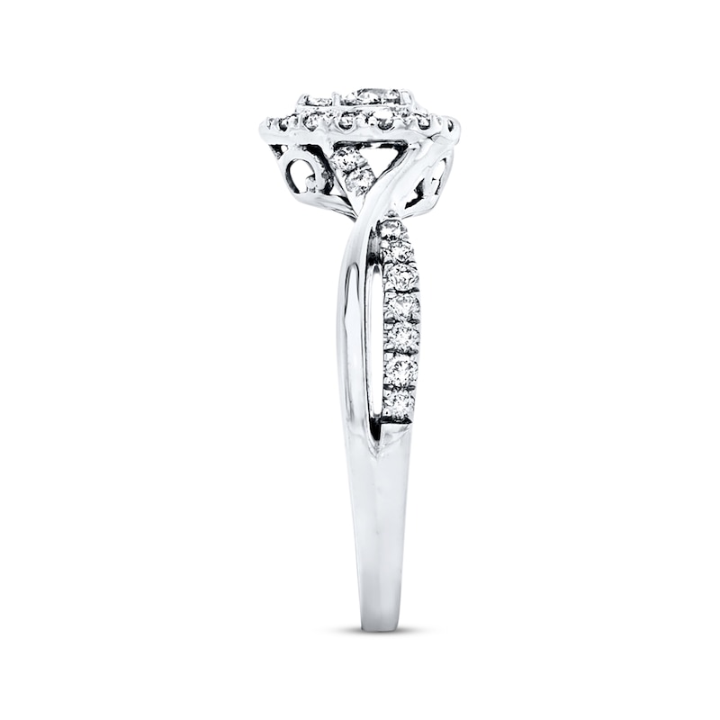Engagement Ring 3/8 ct tw Diamonds White Gold Plated