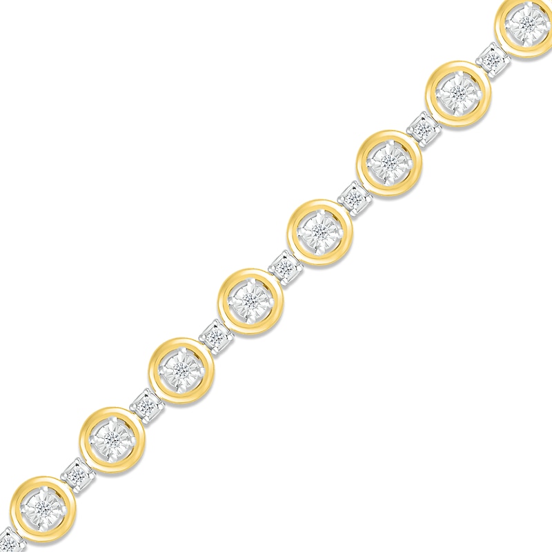 Diamond Tennis Bracelet 1/4 ct tw Round-cut Yellow Gold Plated 7.25"