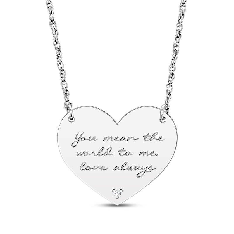 Diamond Accent Heart Necklace White Gold Plated 18”