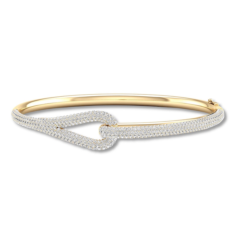Love + Be Loved Diamond Bangle Bracelet 4 ct tw Yellow Gold Plated