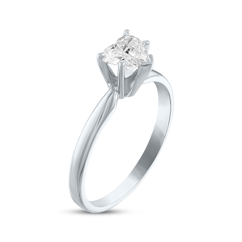 Diamond Solitaire Ring 1/2 carat Heart-shaped White Gold Plated