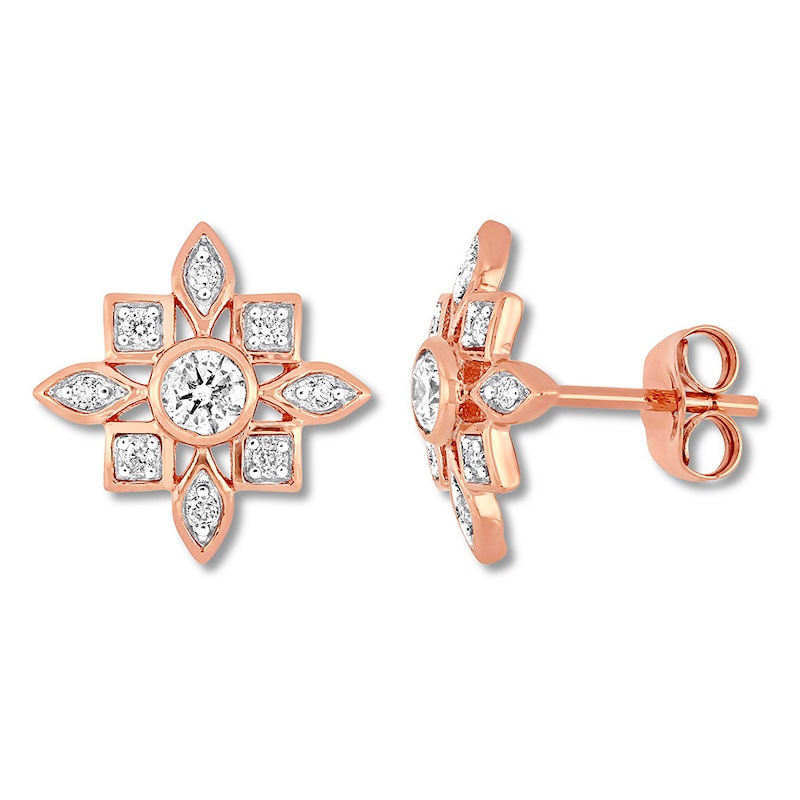 Diamond Earrings 1/3 ct tw Round-cut Rose Gold Plated