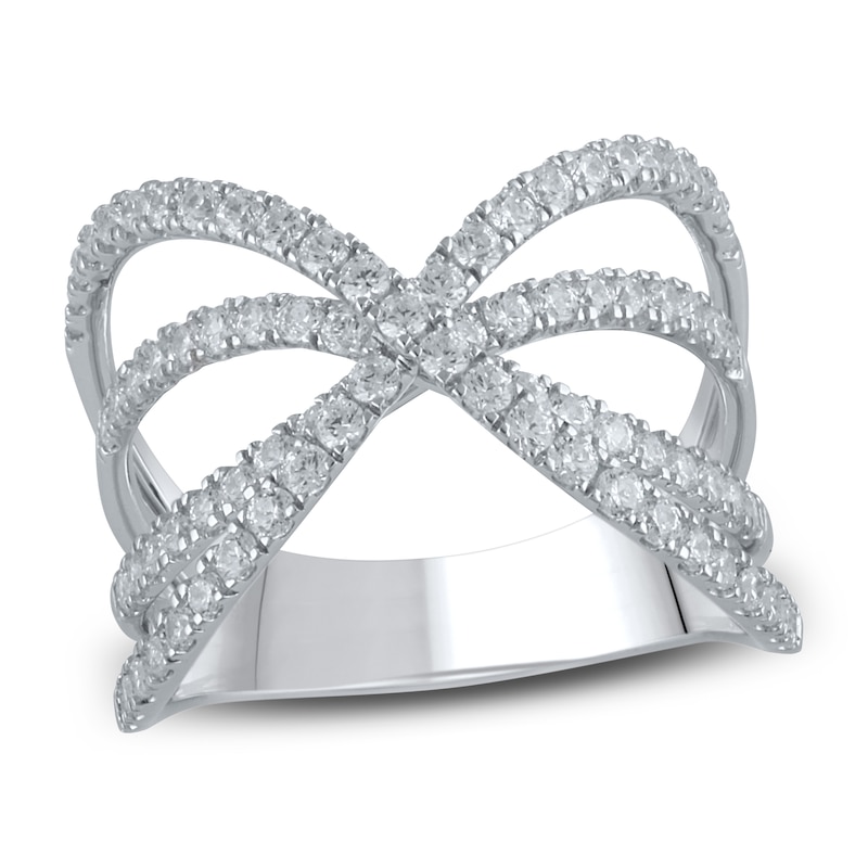 Crisscross Diamond Fashion Ring 1 ct tw Round-cut White Gold Plated