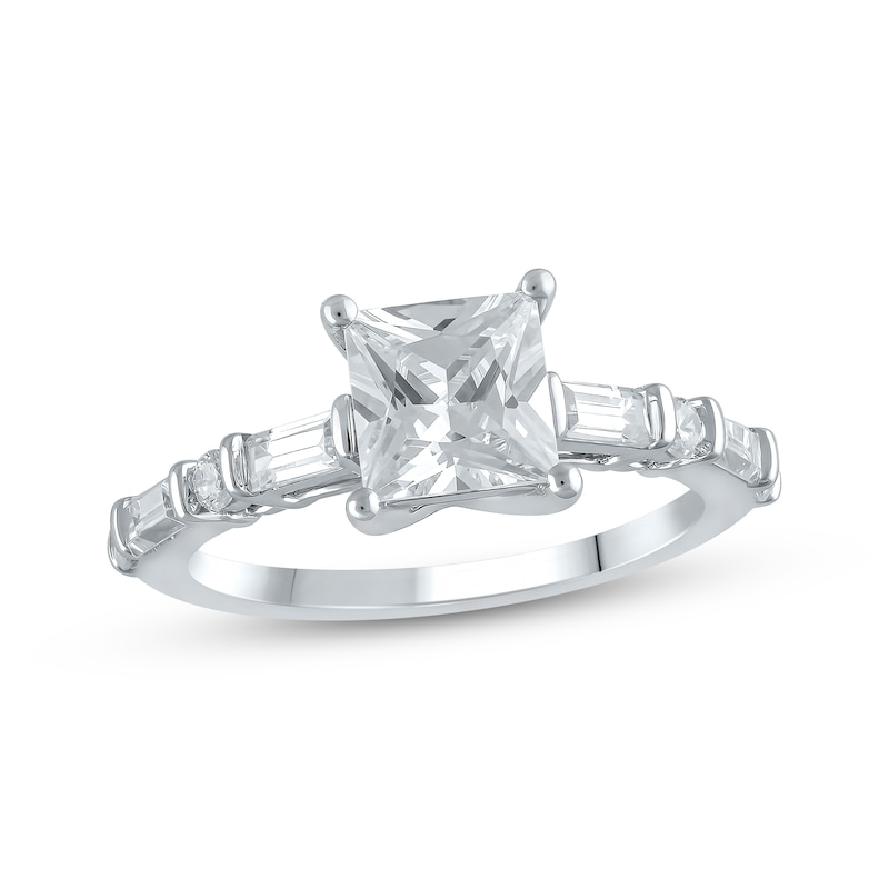 Lab-Created Diamonds by Princess-Cut Engagement Ring 2 ct tw White Gold Plated