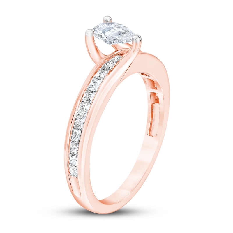 Diamond Engagement Ring 1 ct tw Pear & Princess Rose Gold Plated
