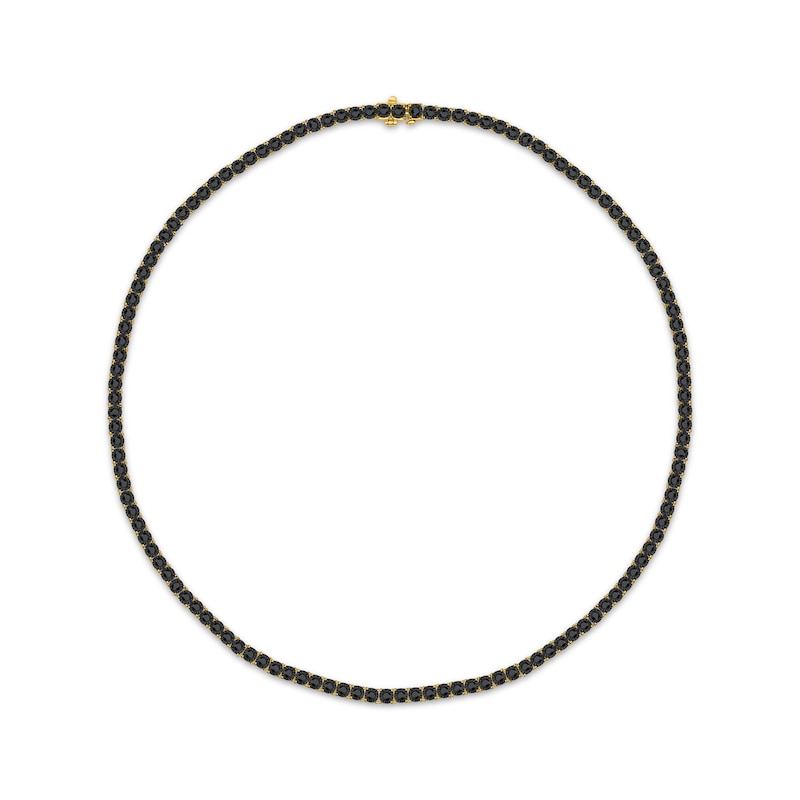 Men's Black Diamond Tennis Necklace 5 ct tw Yellow Gold Plated 20"