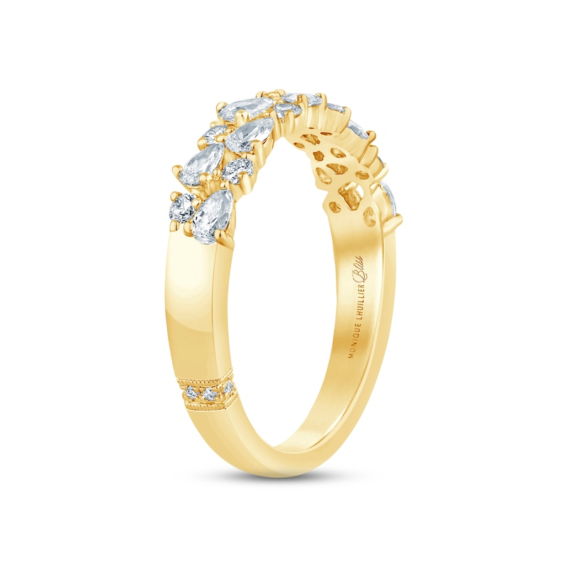 Monique Lhuillier Bliss Diamond Anniversary Band 3/4 ct tw Pear & Round-cut Yellow Gold Plated