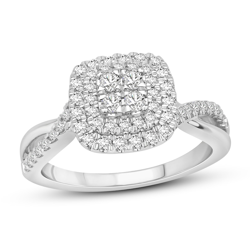 Diamond Engagement Ring 5/8 ct tw Round-cut White Gold Plated