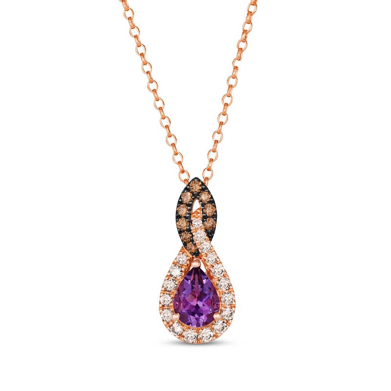 Le Vian Amethyst Necklace 1/2 ct tw Diamonds Strawberry Gold Plated 19"