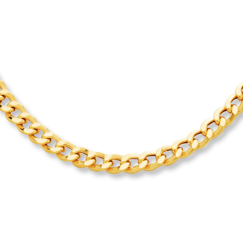 Solid Curb Link Necklace Yellow Gold Plated 22"