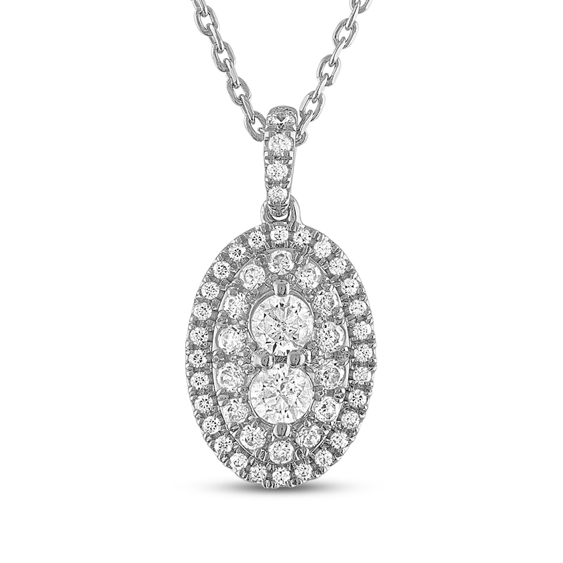 Forever Connected Diamond Necklace 1/2 ct tw Round-Cut White Gold Plated 18"