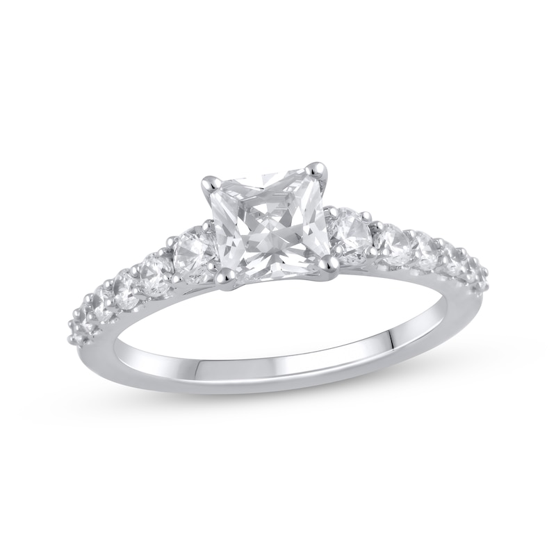 Lab-Created Diamonds by Princess-Cut Engagement Ring 1-1/2 ct tw White Gold Plated