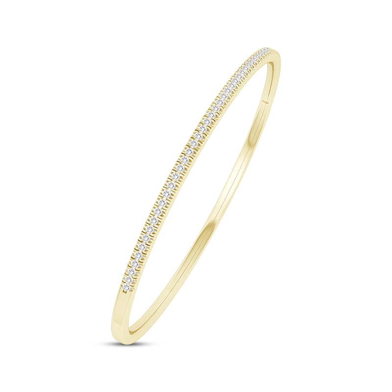 Diamond Pave Bangle Bracelet 1/2 ct tw Yellow Gold Plated