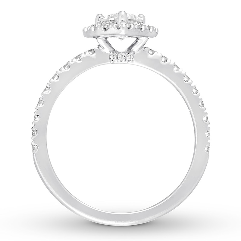 Neil Lane Diamond Engagement Ring 1-1/4 ct tw Pear & Round-cut White Gold Plated