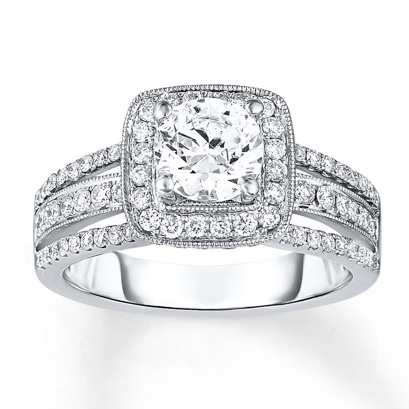 Diamond Engagement Ring 1-1/2 ct tw Round-cut White Gold Plated