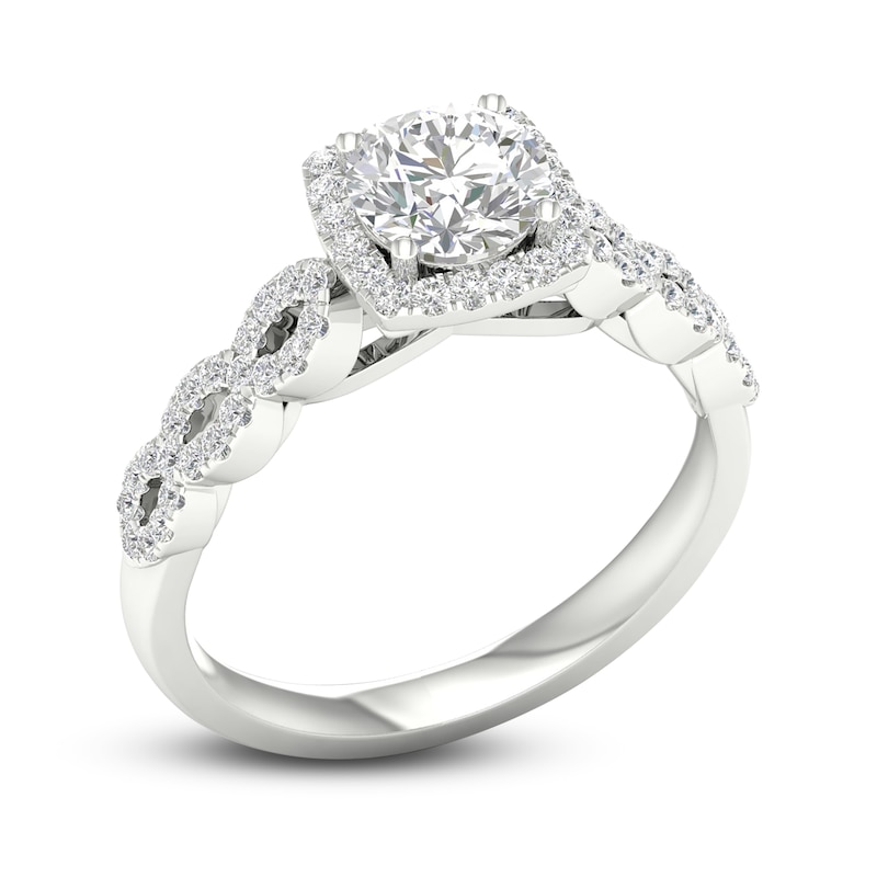 Diamond Engagement Ring 7/8 ct tw Round-cut White Gold Plated
