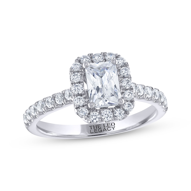THE LEO Legacy Lab-Created Diamond Emerald-Cut Engagement Ring 1-3/8 ct tw White Gold Plated