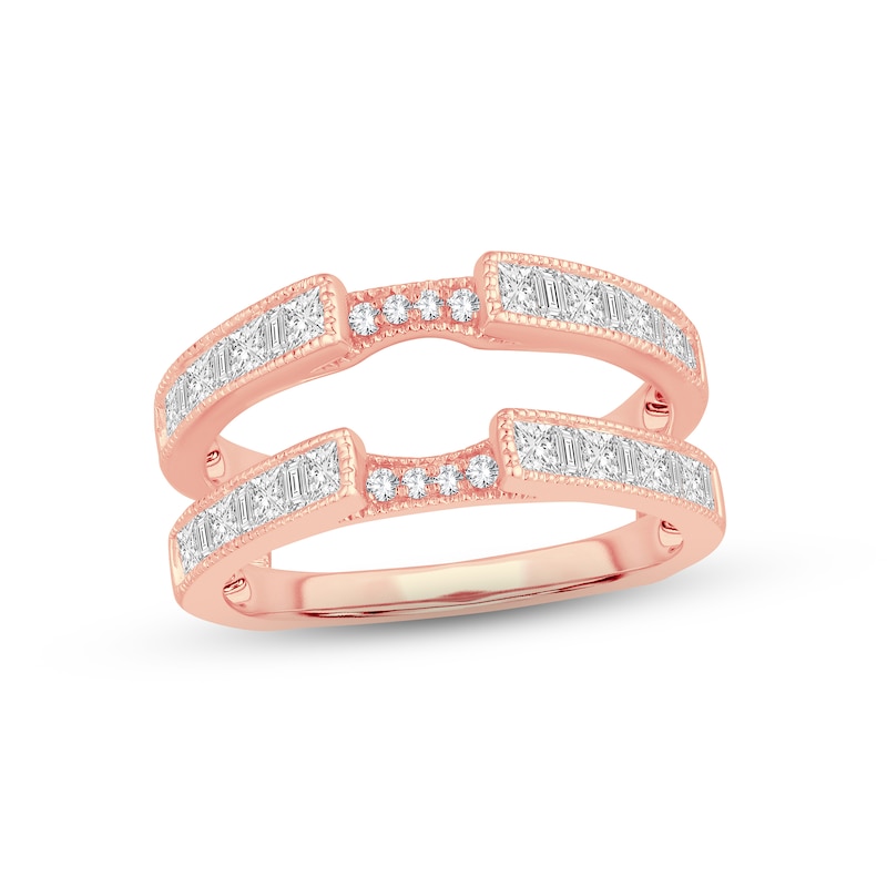Diamond Enhancer Ring 1 ct tw Princess, Round & Baguette-cut Rose Gold Plated