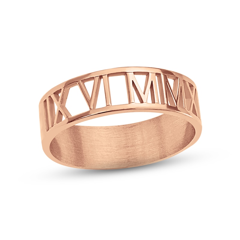 Roman Numeral Cutout Ring Rose Gold Plated