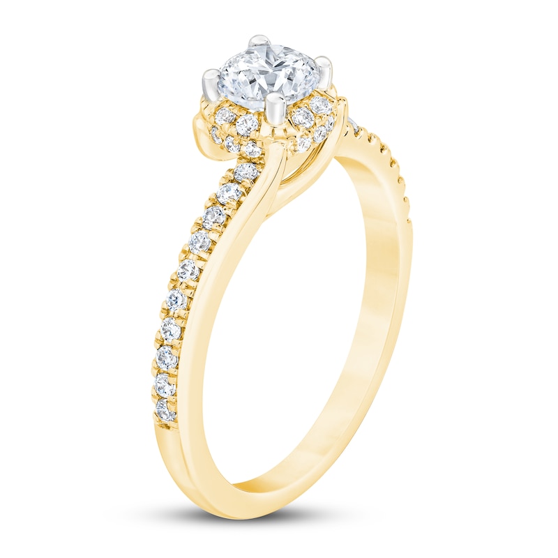 Diamond Engagement Ring 3/4 ct tw Round-cut Yellow Gold Plated