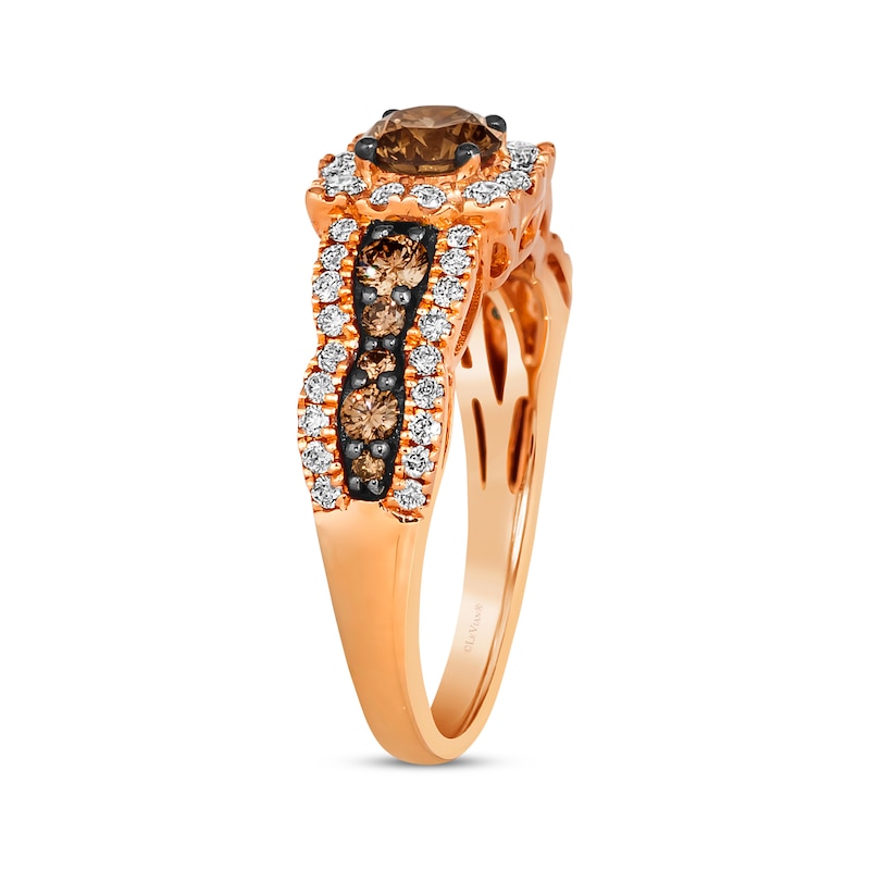 Le Vian Chocolate Waterfall Diamond Ring 1-1/5 ct tw Strawberry Gold Plated