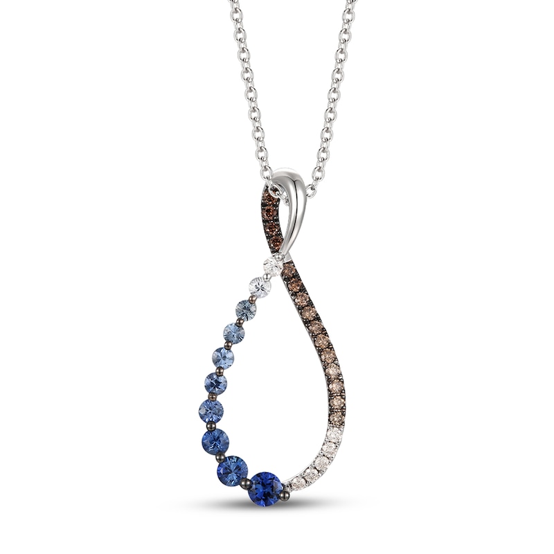 Le Vian Ombré Sapphire Necklace 1/6 ct tw Diamonds Vanilla Gold Plated 18"