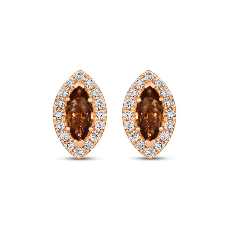 Le Vian Chocolate Quartz Earrings 1/3 ct tw Diamonds Strawberry Gold Plated