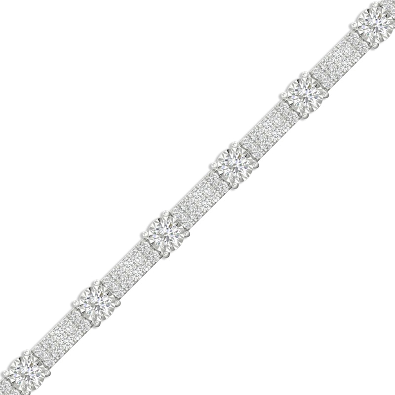 Diamond Tennis Bracelet 3 ct tw White Gold Plated 7.25"