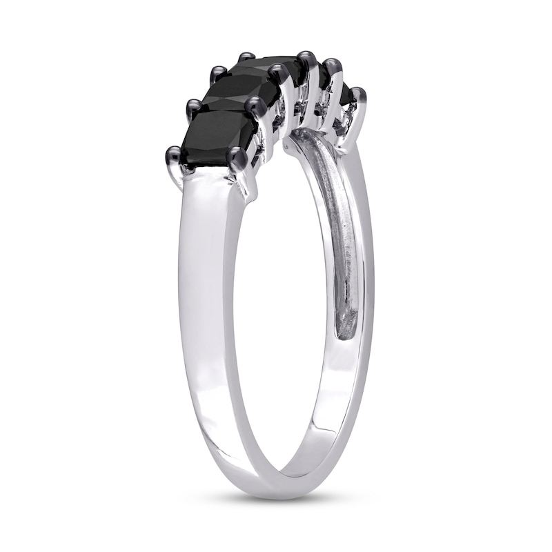 Black Diamond Anniversary Band 1-1/4 ct tw Princess-cut White Gold Plated