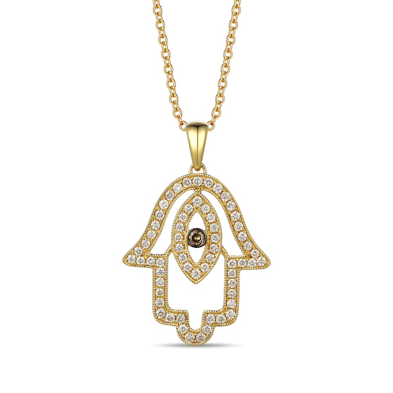 Le Vian Diamond Hamsa Necklace 1/2 ct tw Honey Gold Plated 18"